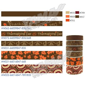 Thanksgiving Ribbon, Autumn Ribbon, Harvest Ribbon, Thanksgving Decoration